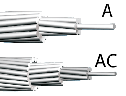 Голый провод марка А  (алюминиевый) и АС (сталеалюминиевый)